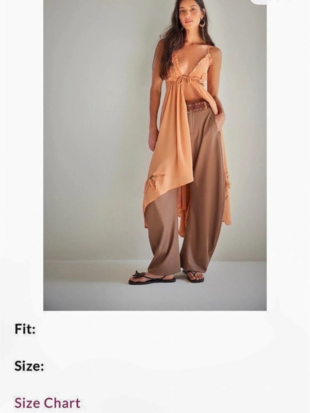 Free People Harlow Embellished Maxi Top in Orange Size Medium